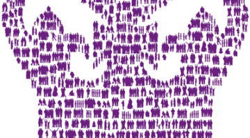 Animated picture of the King's Crown, which is made up of small purple people.