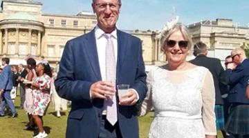 Sandra and Bill at HM King's Garden Party